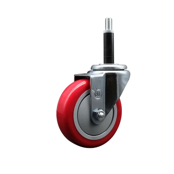 Service Caster 4'' Red Poly Wheel Swivel 3/4'' Expanding Stem Caster SCC-EX20S414-PPUB-RED-34 - main
